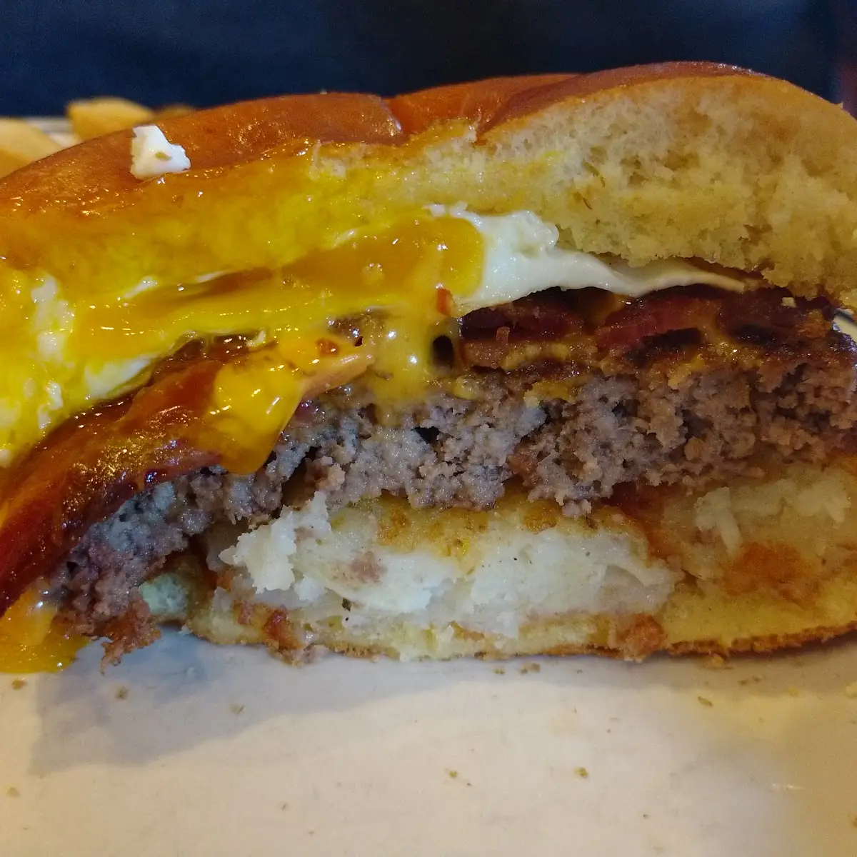 Hamburger with Egg and Hash Brown