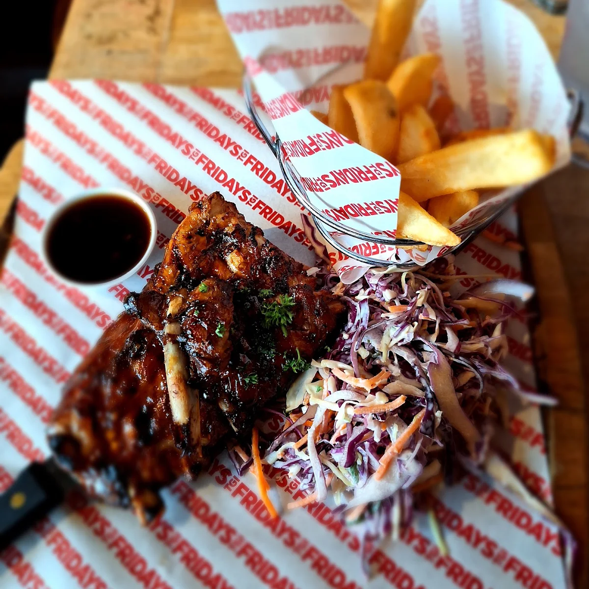 Pork Ribs with Chips and Coleslaw Salad Wednesday Half Price Ribs, TGI Fridays Carousel