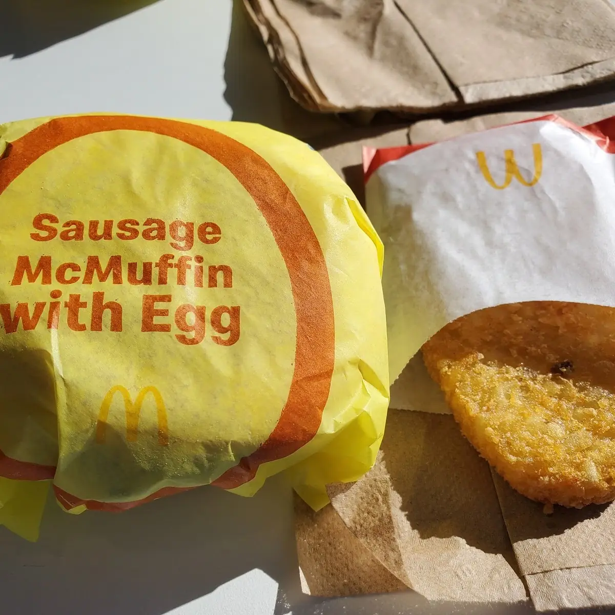Sausage Egg Mcmuffin and Hash Browns