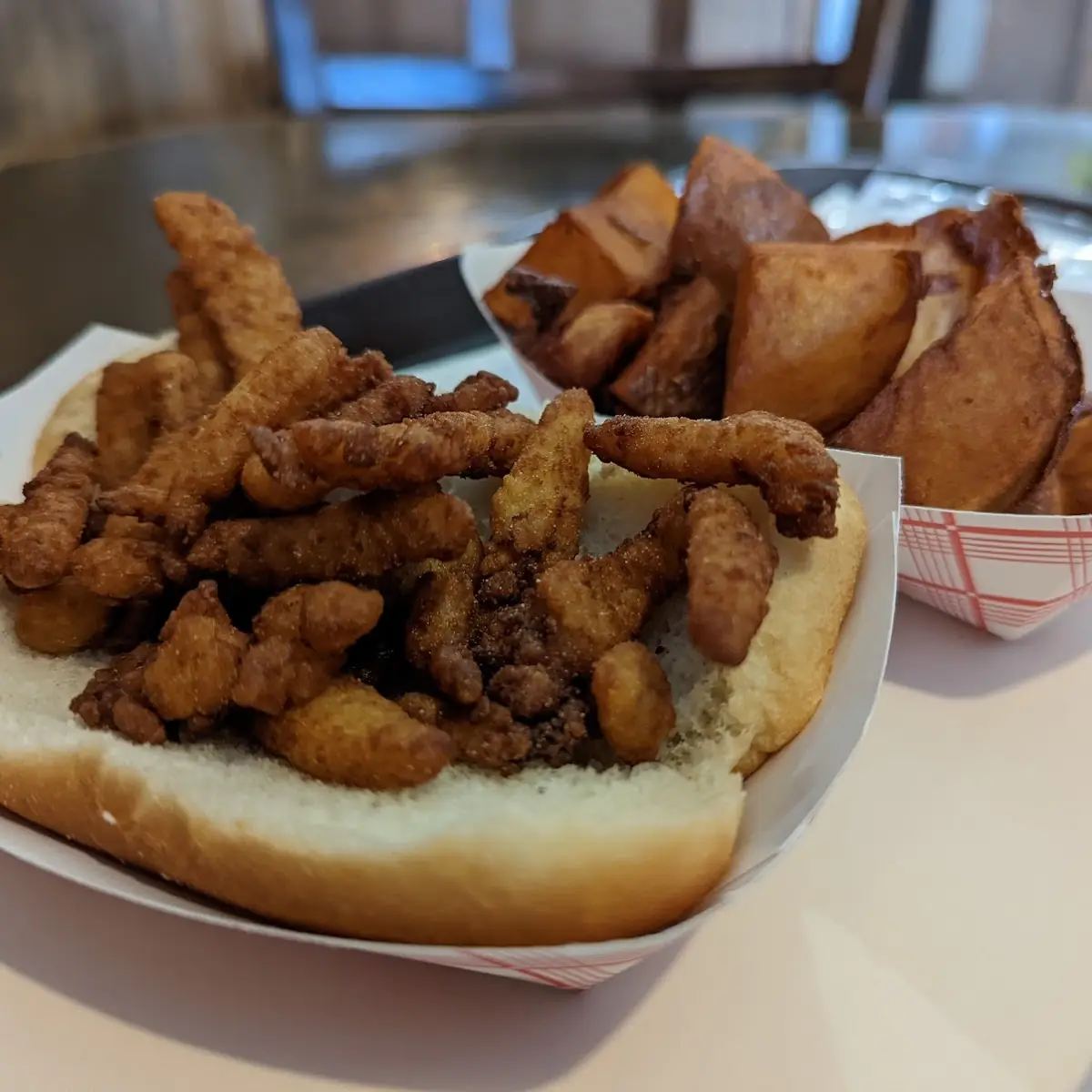 Clam Roll and Shore Fries