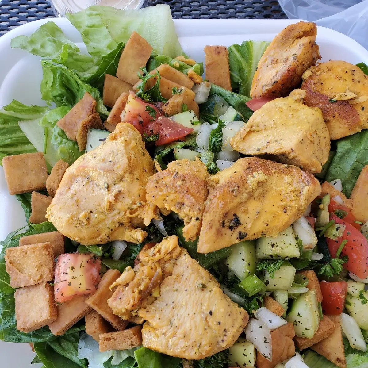 Fatoush Salad with Marinated Grilled Chicken