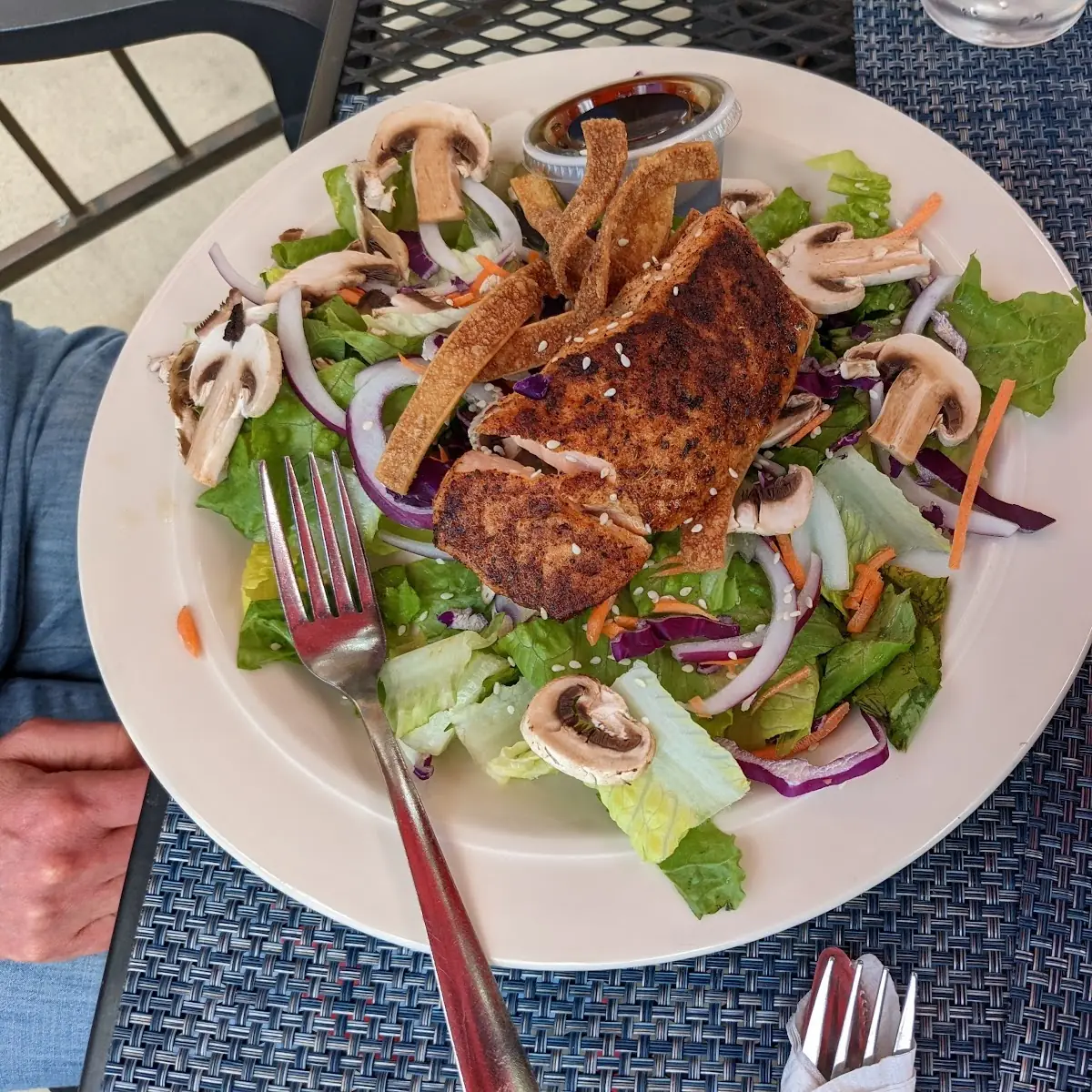 Caesar Salad with Fresh Blackened Salmon