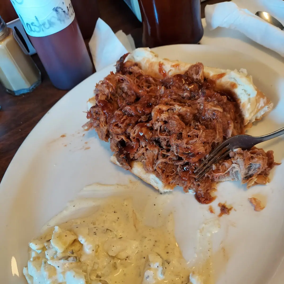 BBQ Pork Pulled Sandwich with Potato Salad