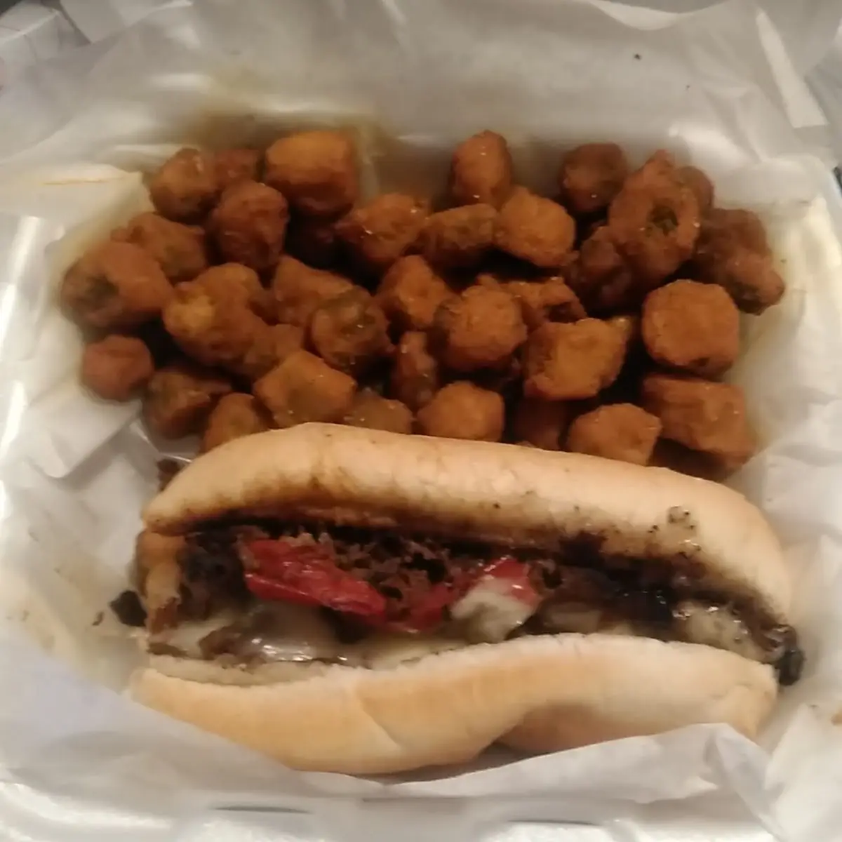 Philly Cheese Steak with Fried Okra