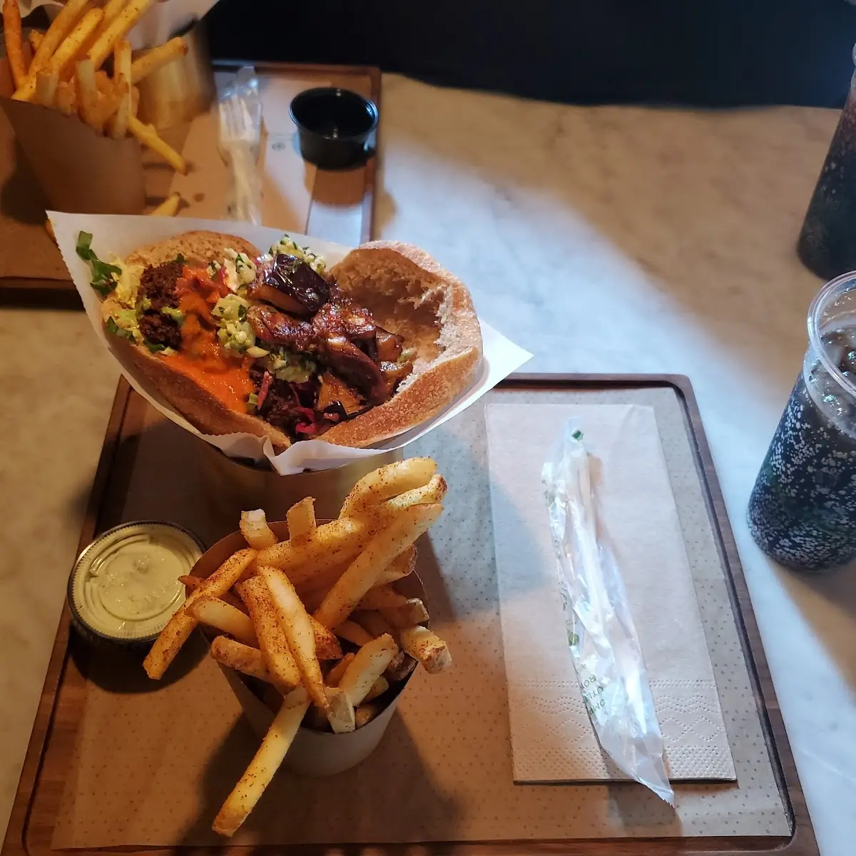 Falafel Pita Bread and Fries