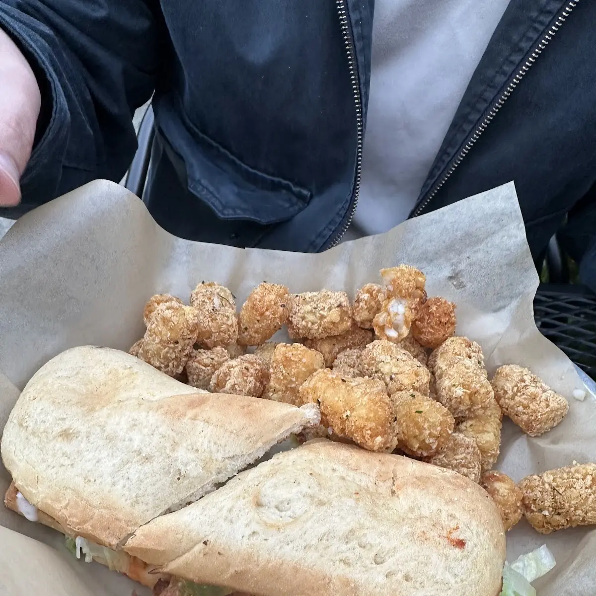 Buffalo Chicken Sandwich with Tots