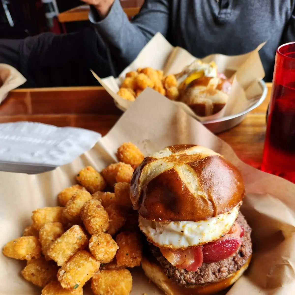 Hamburger and Egg with Tater Tots