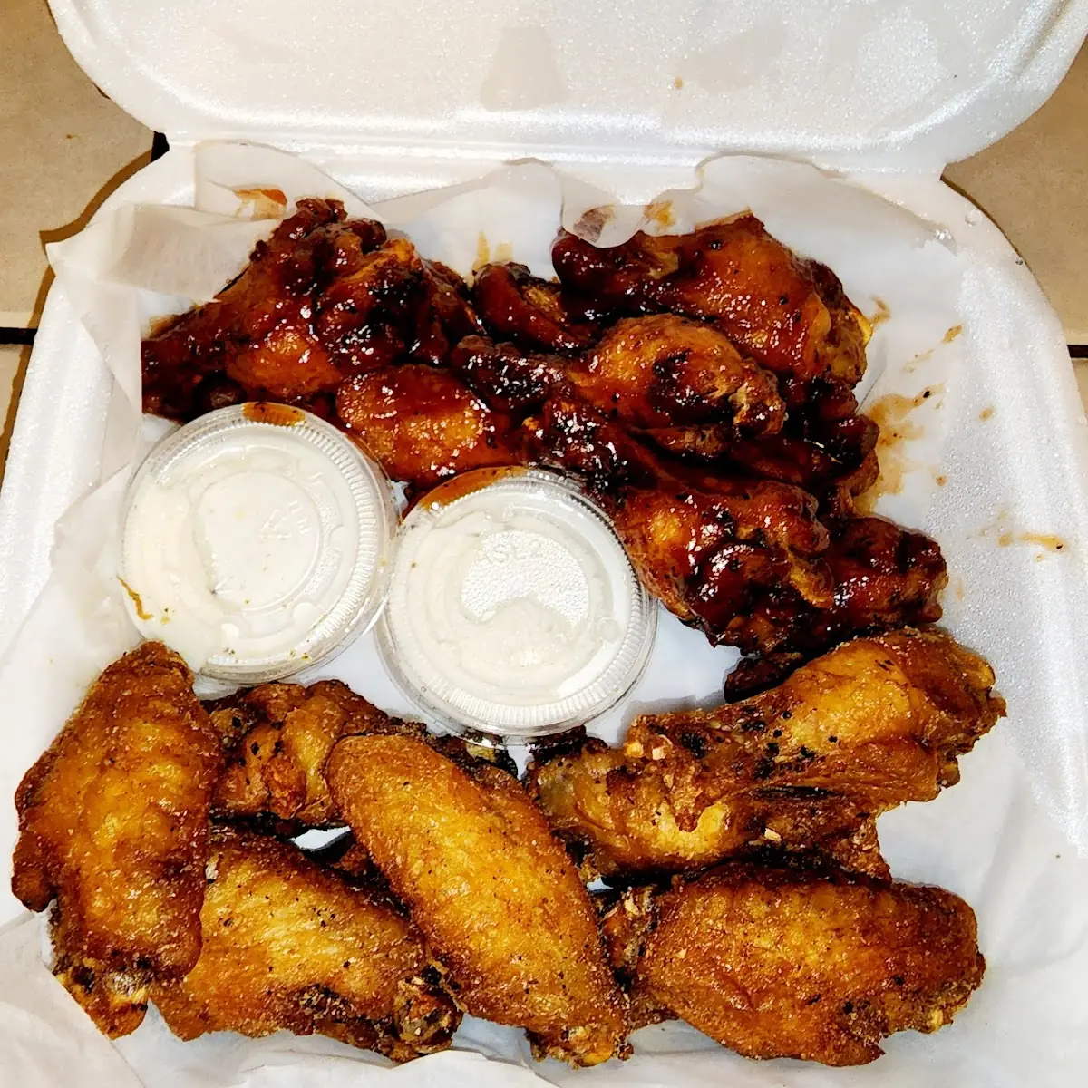 Lemon Pepper and BBQ Wings