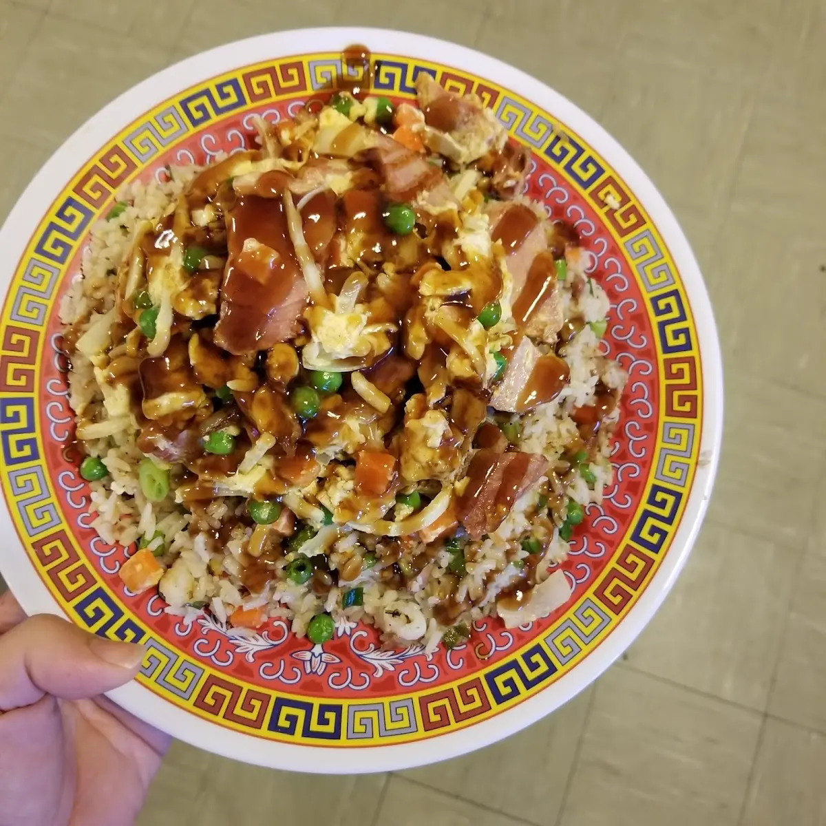 BBQ Pork Scrambled Eggs over Pork Fried Rice