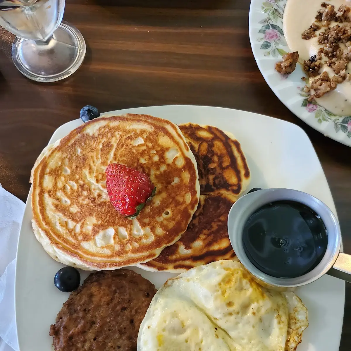 Silver Dollar Pancakes with Scrambled Eggs