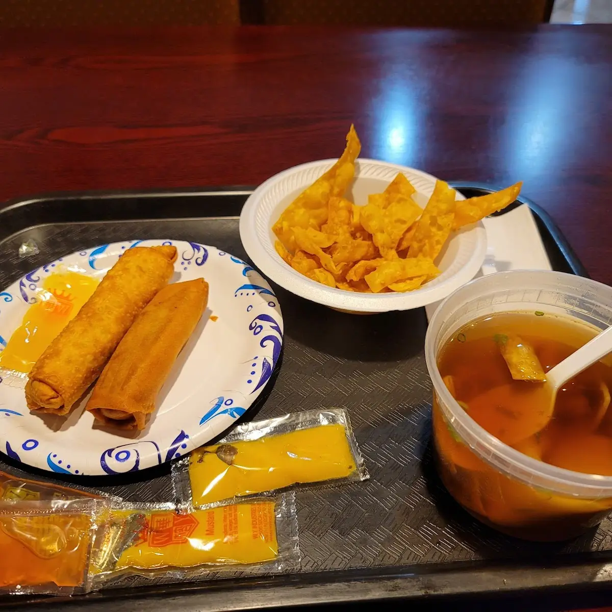 Egg Roll and Wonton Soup