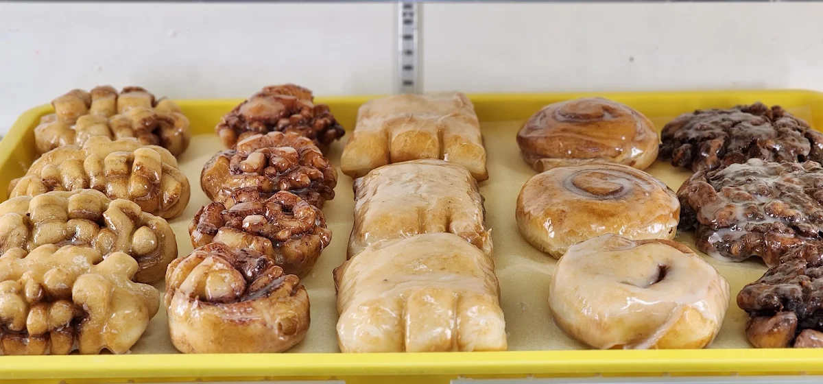 Pine Cone Rosettes Apple Filled Bearclaw Cinnamon Rolls and Apple Fritters