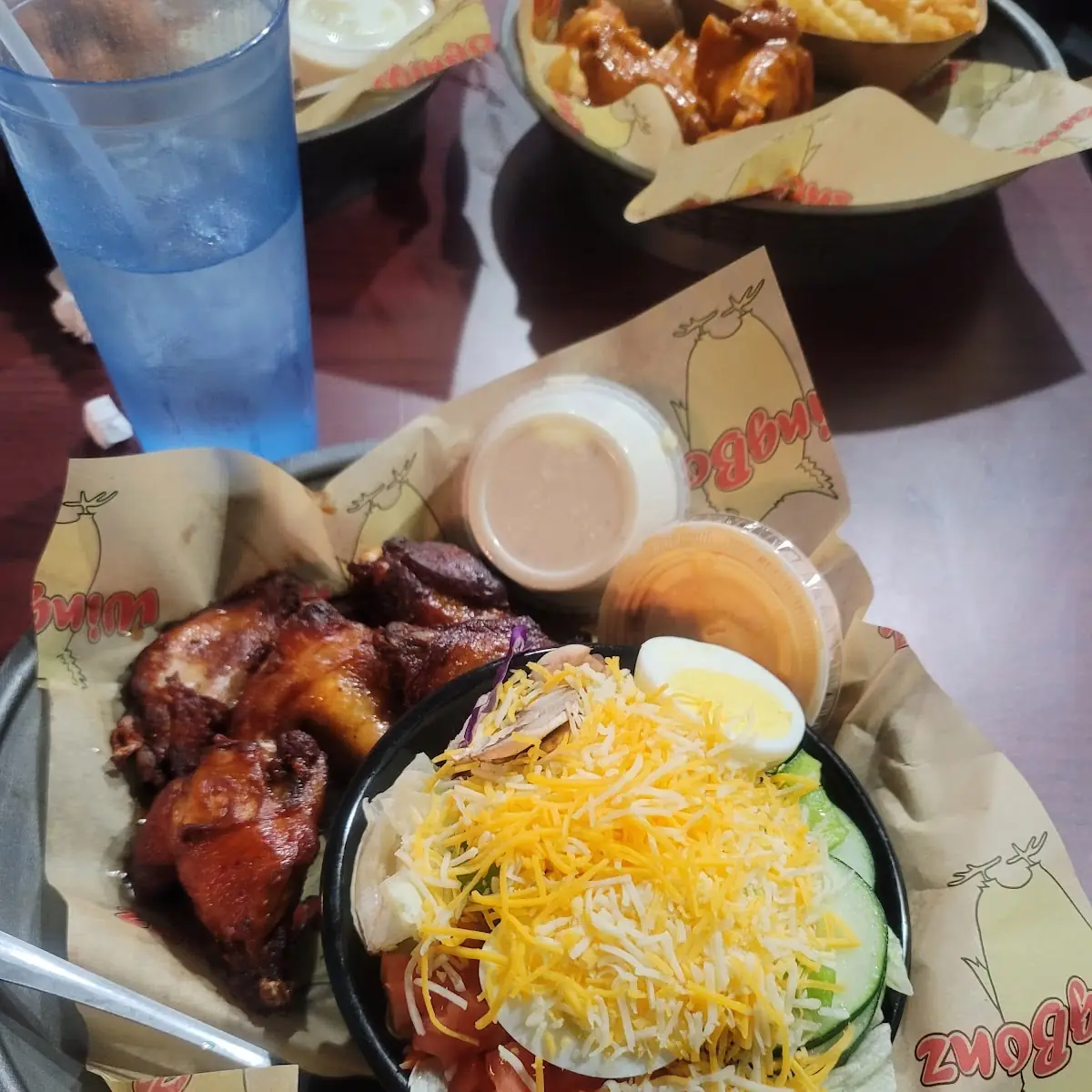 Grilled Teriyaki Wings and Side Salad