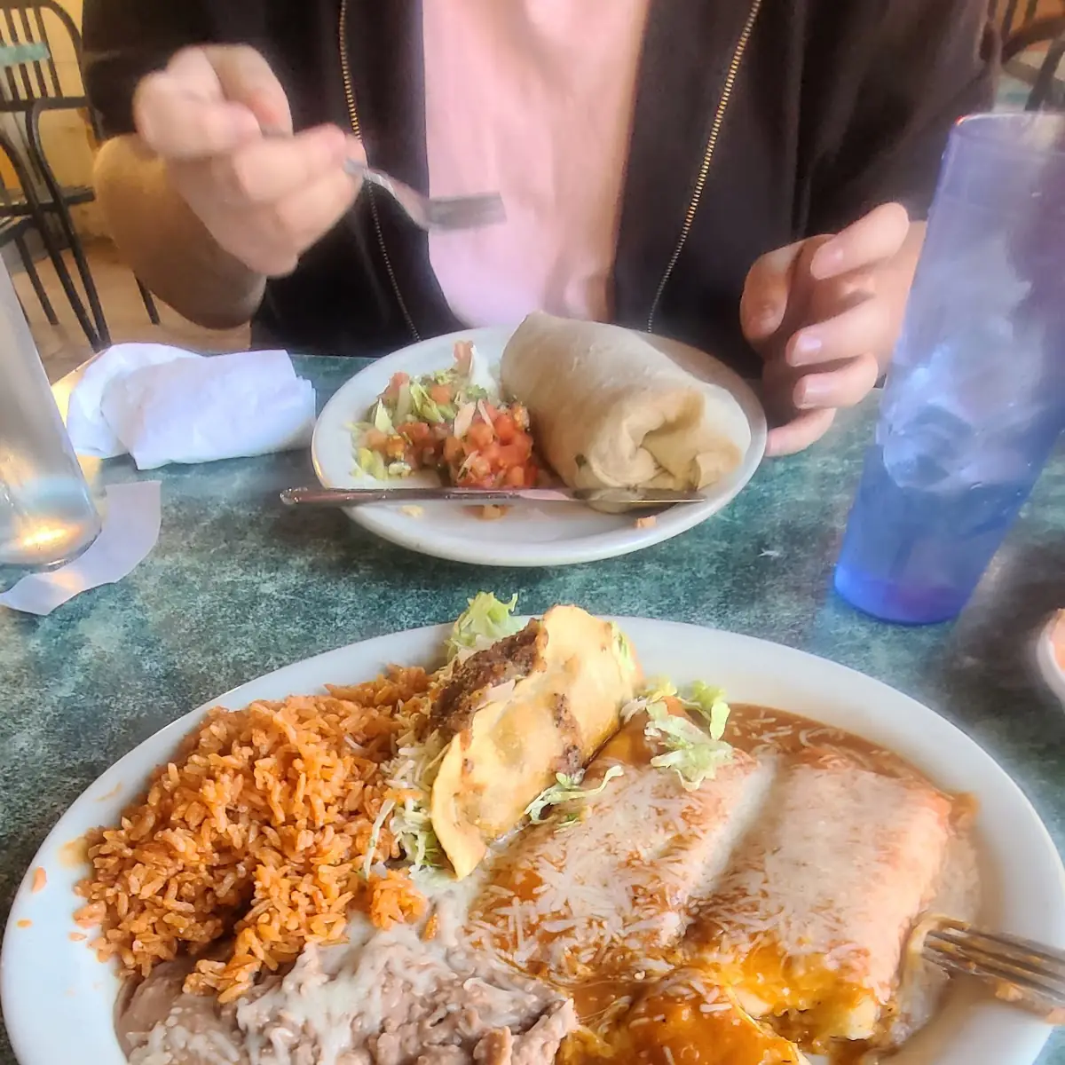 Two Enchiladas with Bud Light