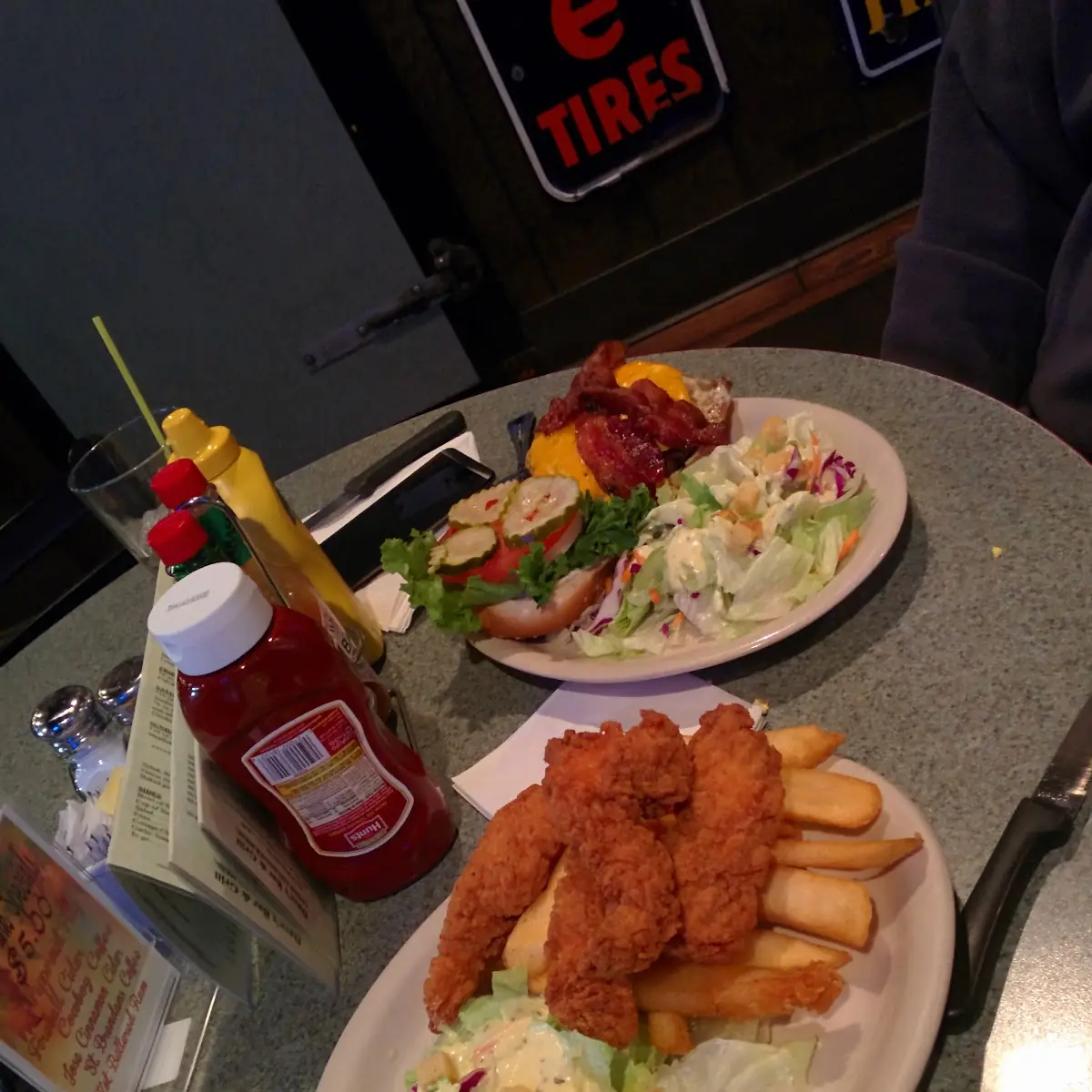 Chicken Strips Salad and Fries