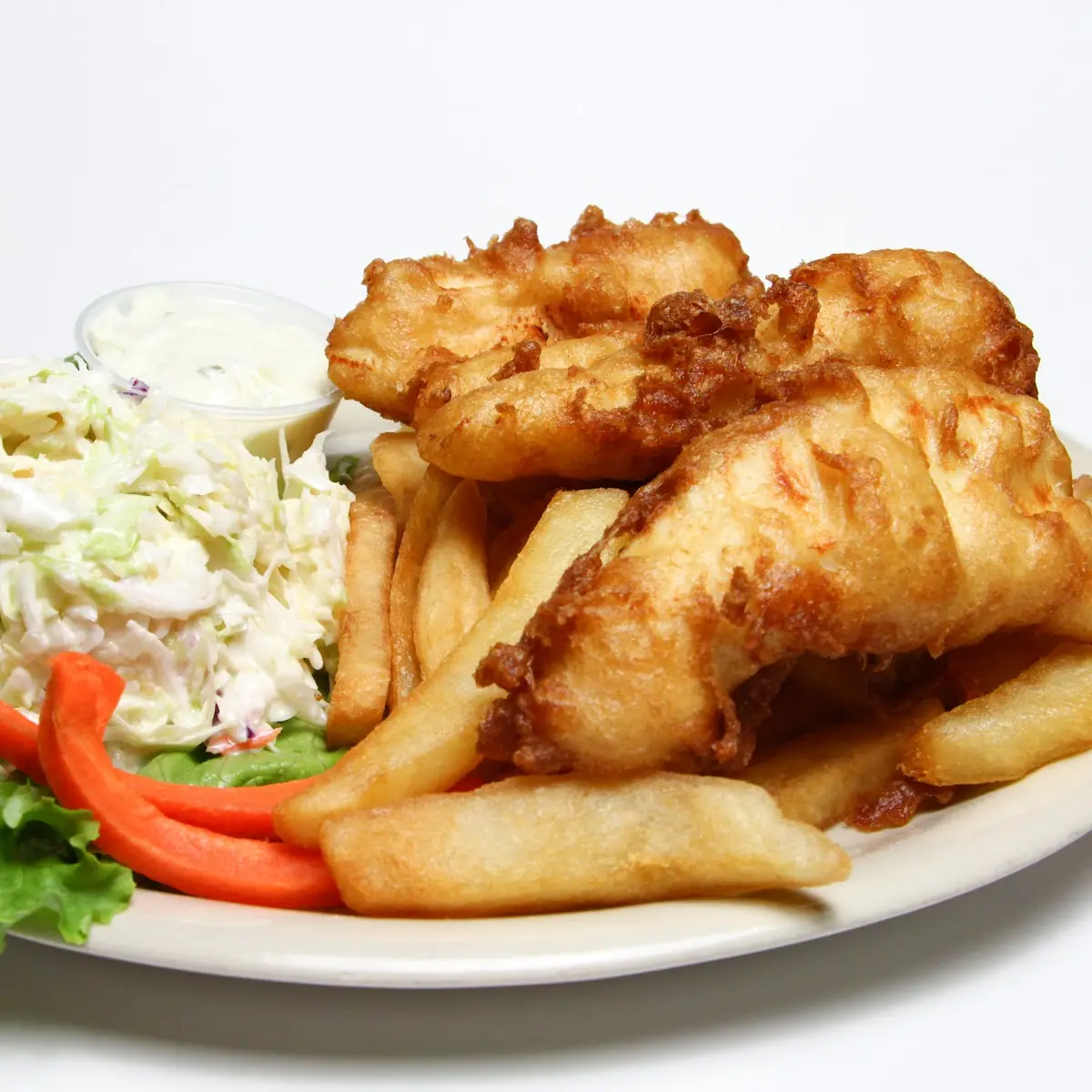 Fish & Chips Coleslaw or Clam Chowder