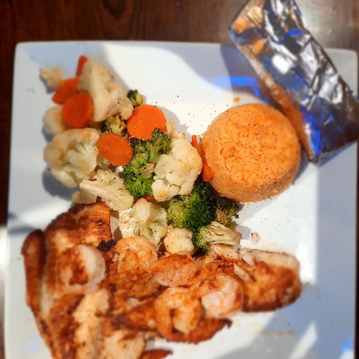 Tilapia & Shrimp w Steamed Vegetables