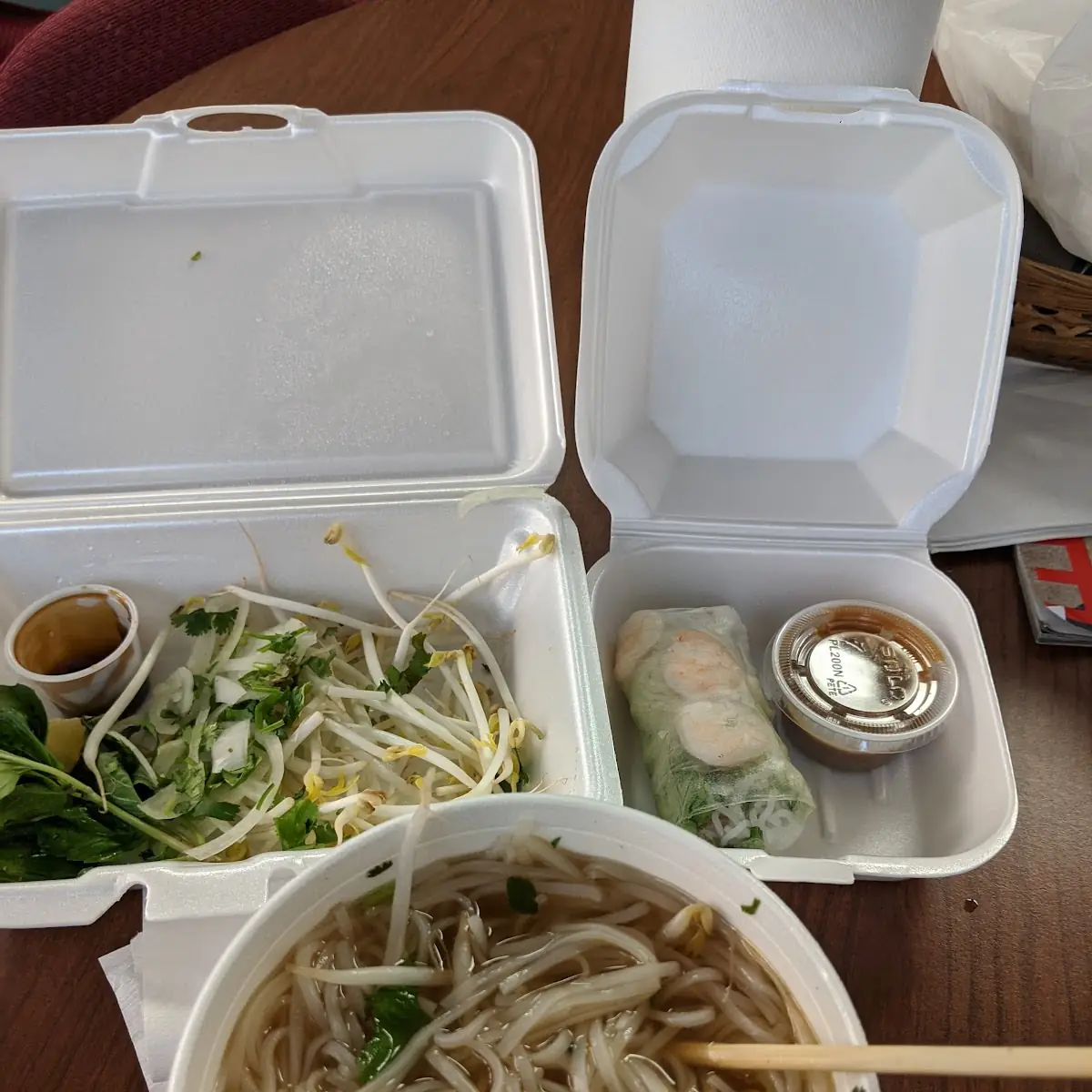 Pho with Roasted Chicken and a Summer Roll