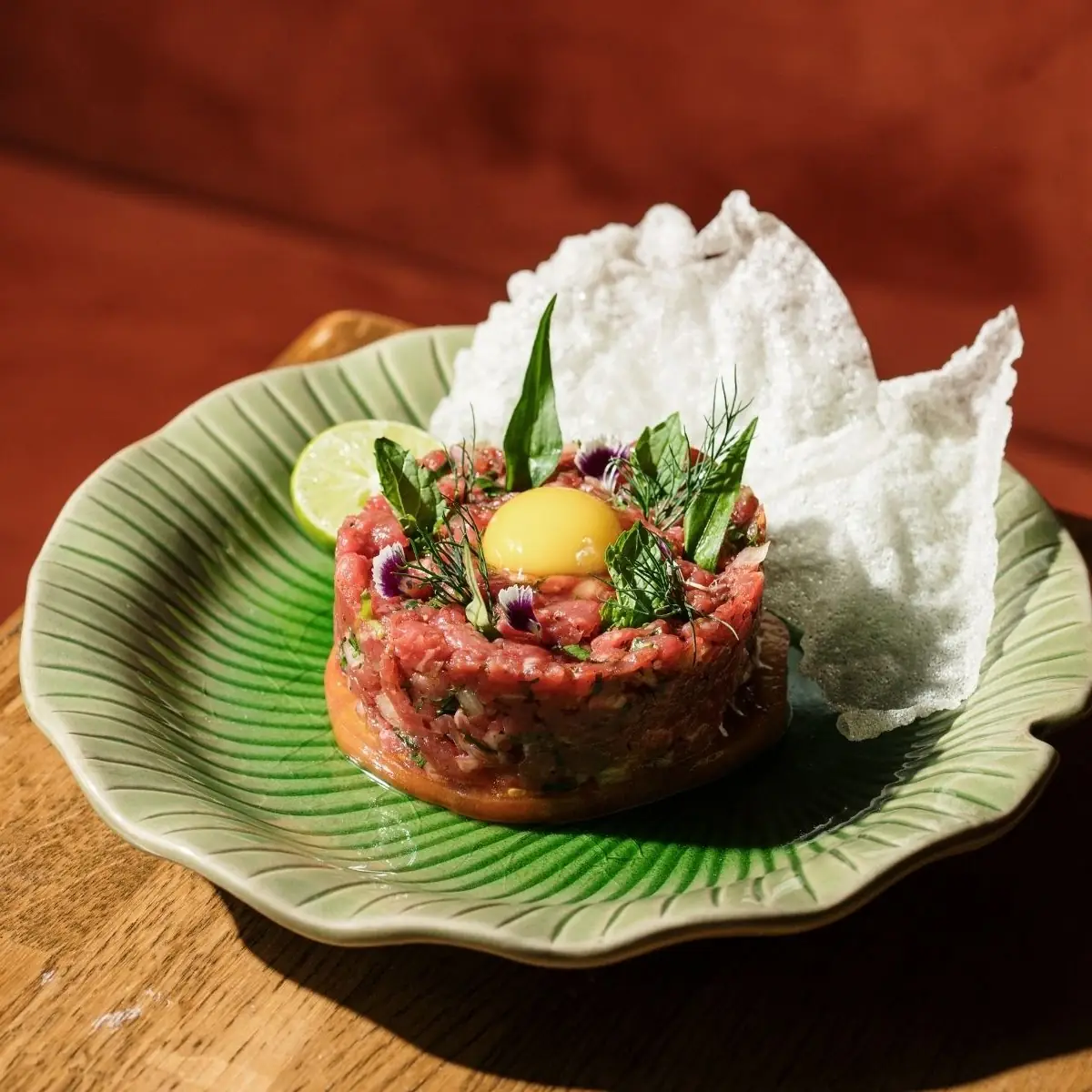 Beef Tartare with Rice Crackers