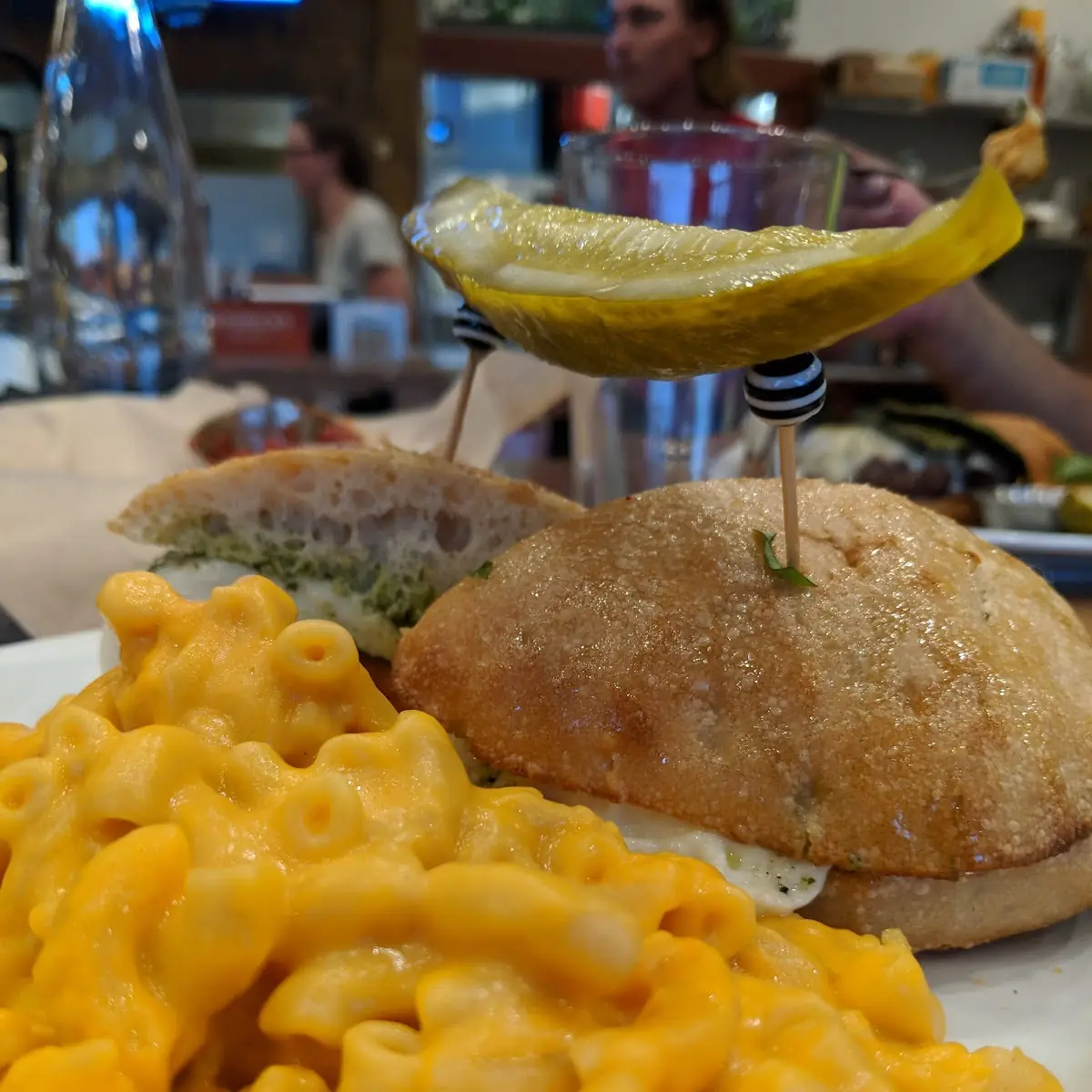 Caprese Sandwich and Mac and Cheese