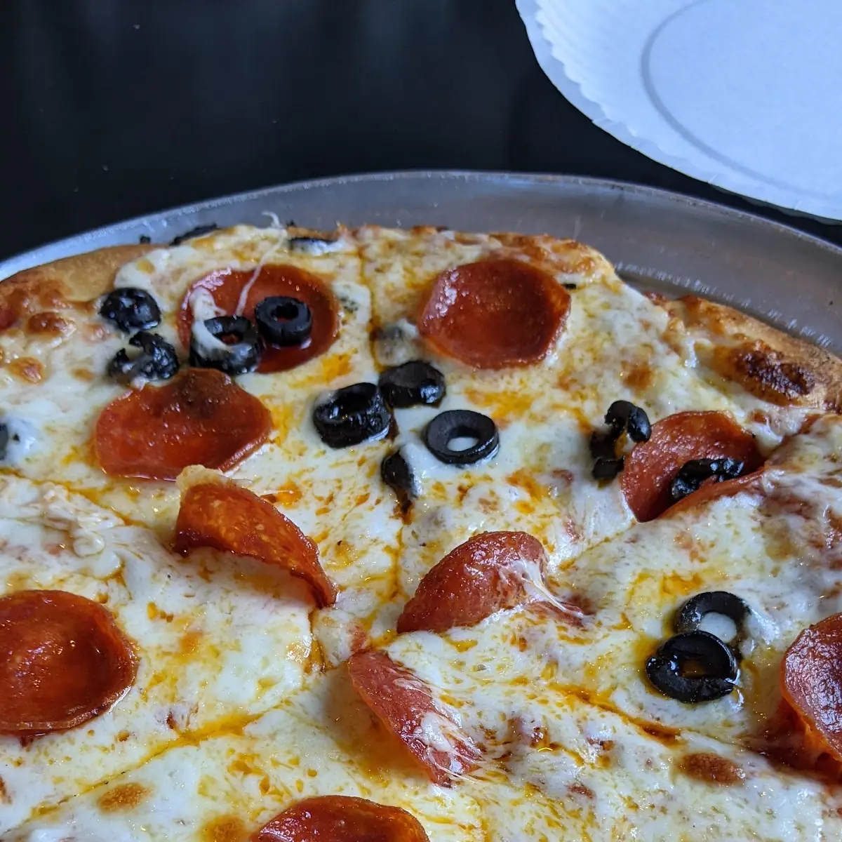Pepperoni and Olive Pizza