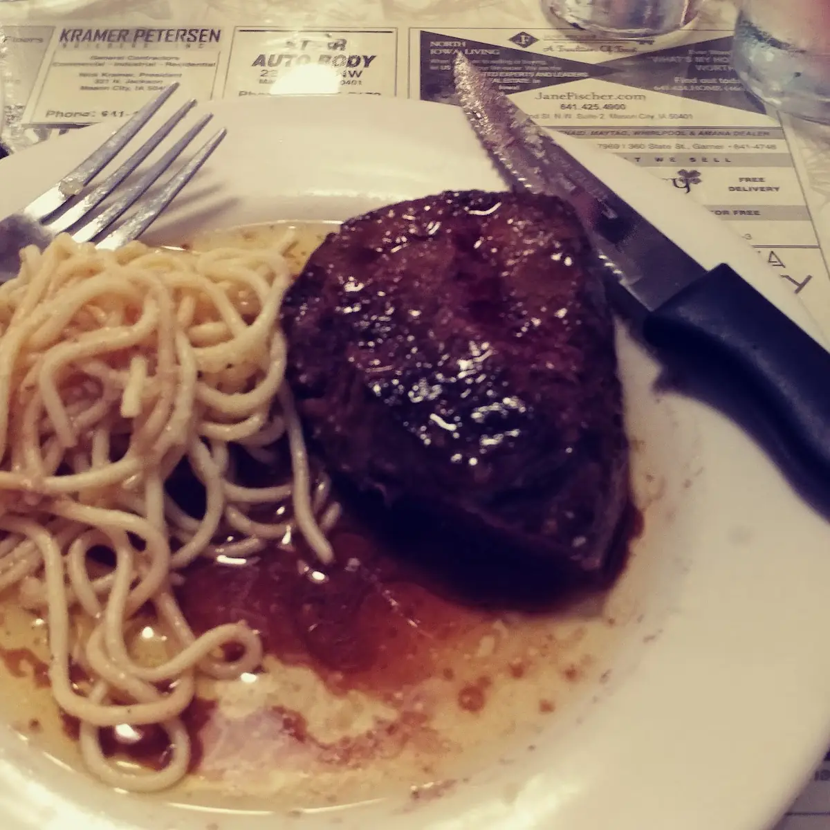 Filet Mignon with a Side of Pasta