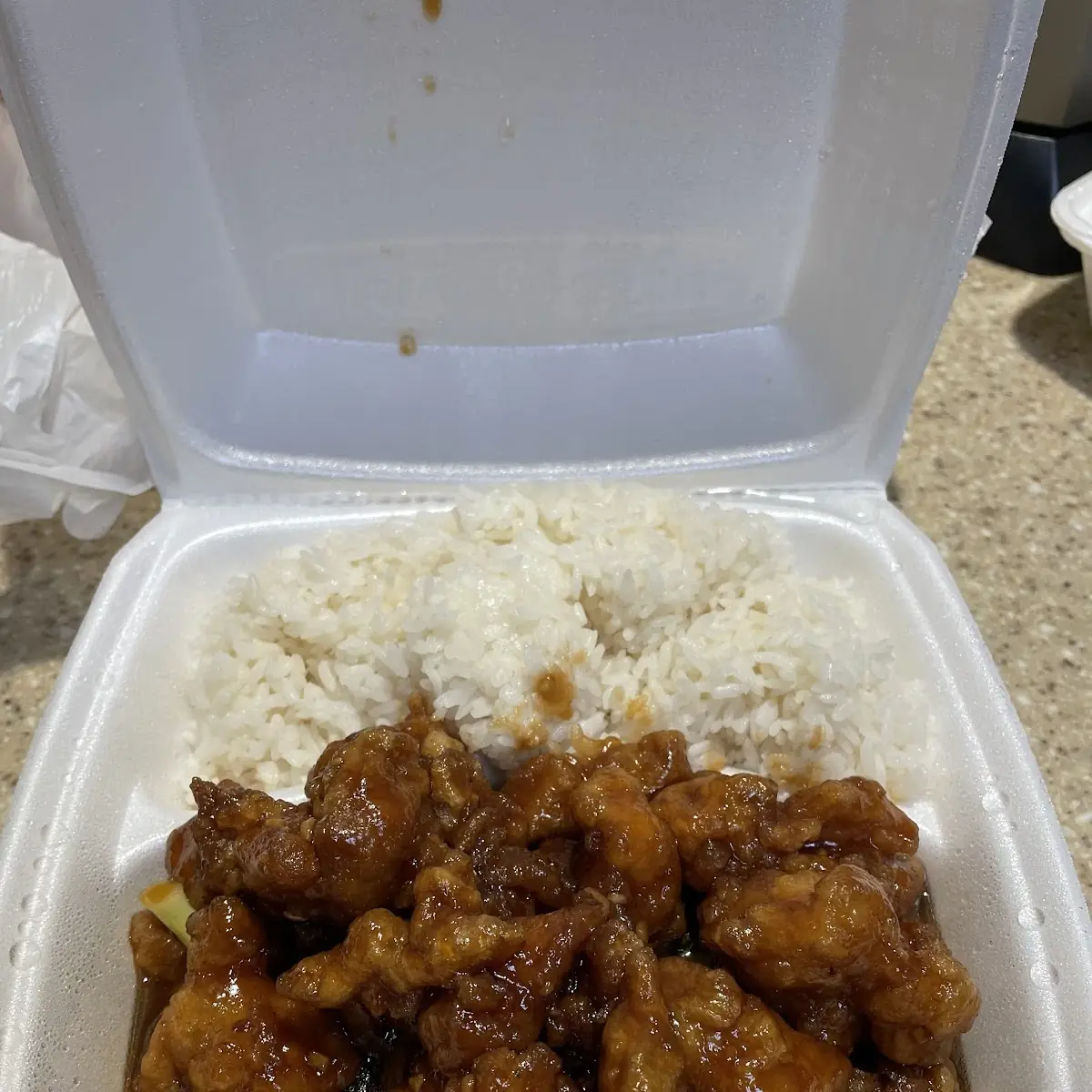 General TSO Chicken with Fried Rice