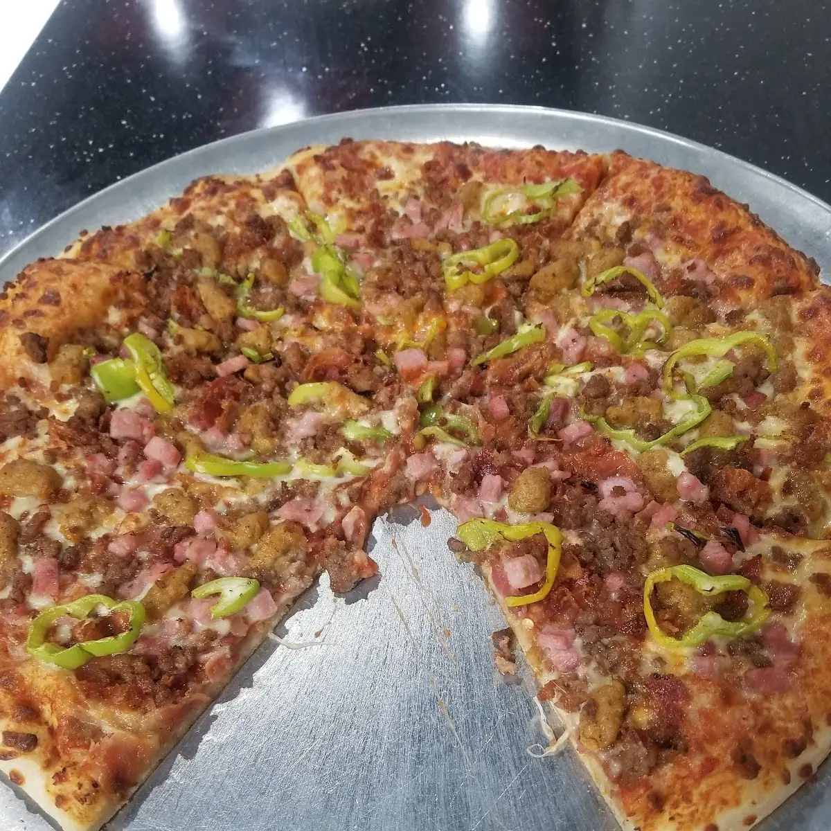 Ham Bacon Ground Beef & Pepers
