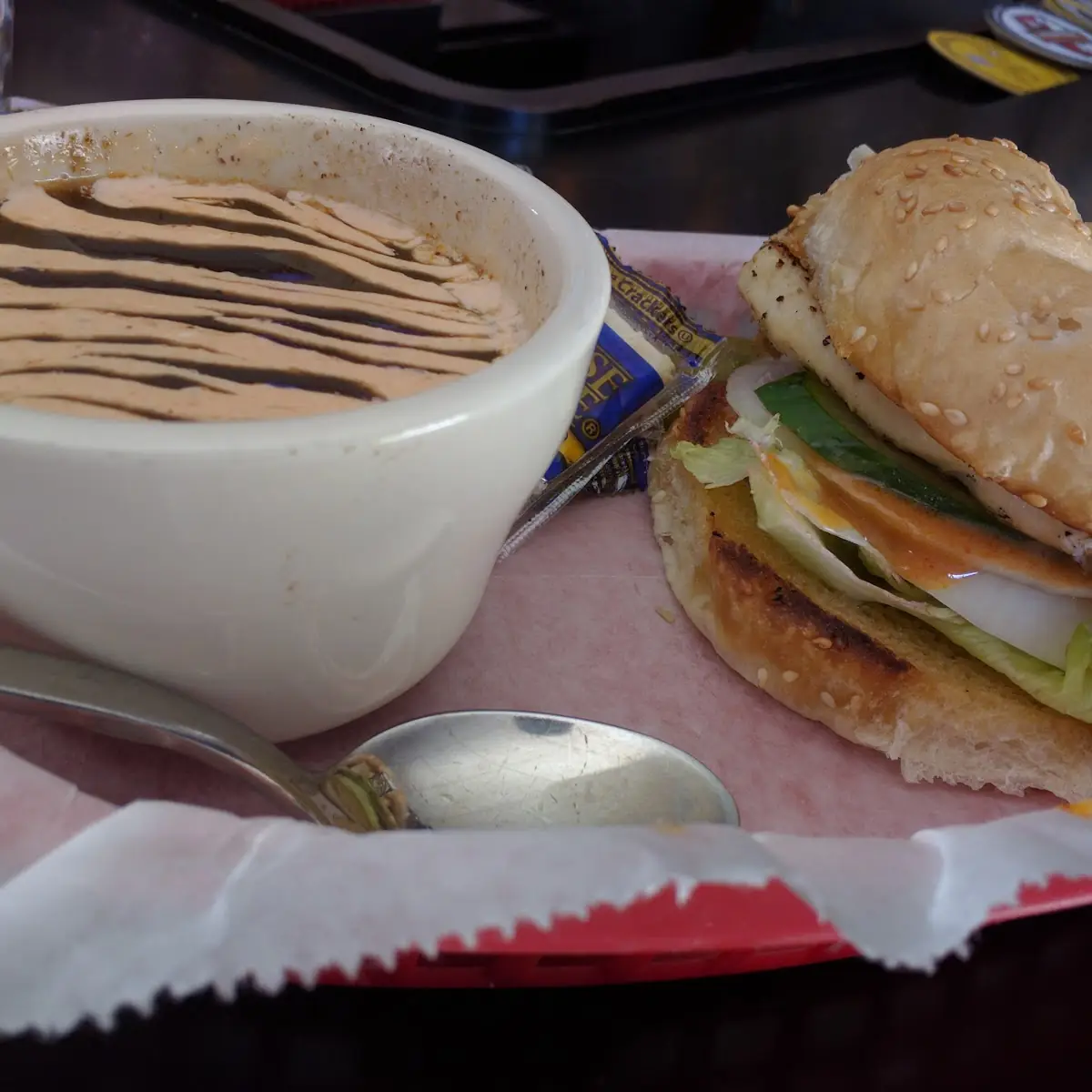 Chicken Sandwich with Black Bean Soup