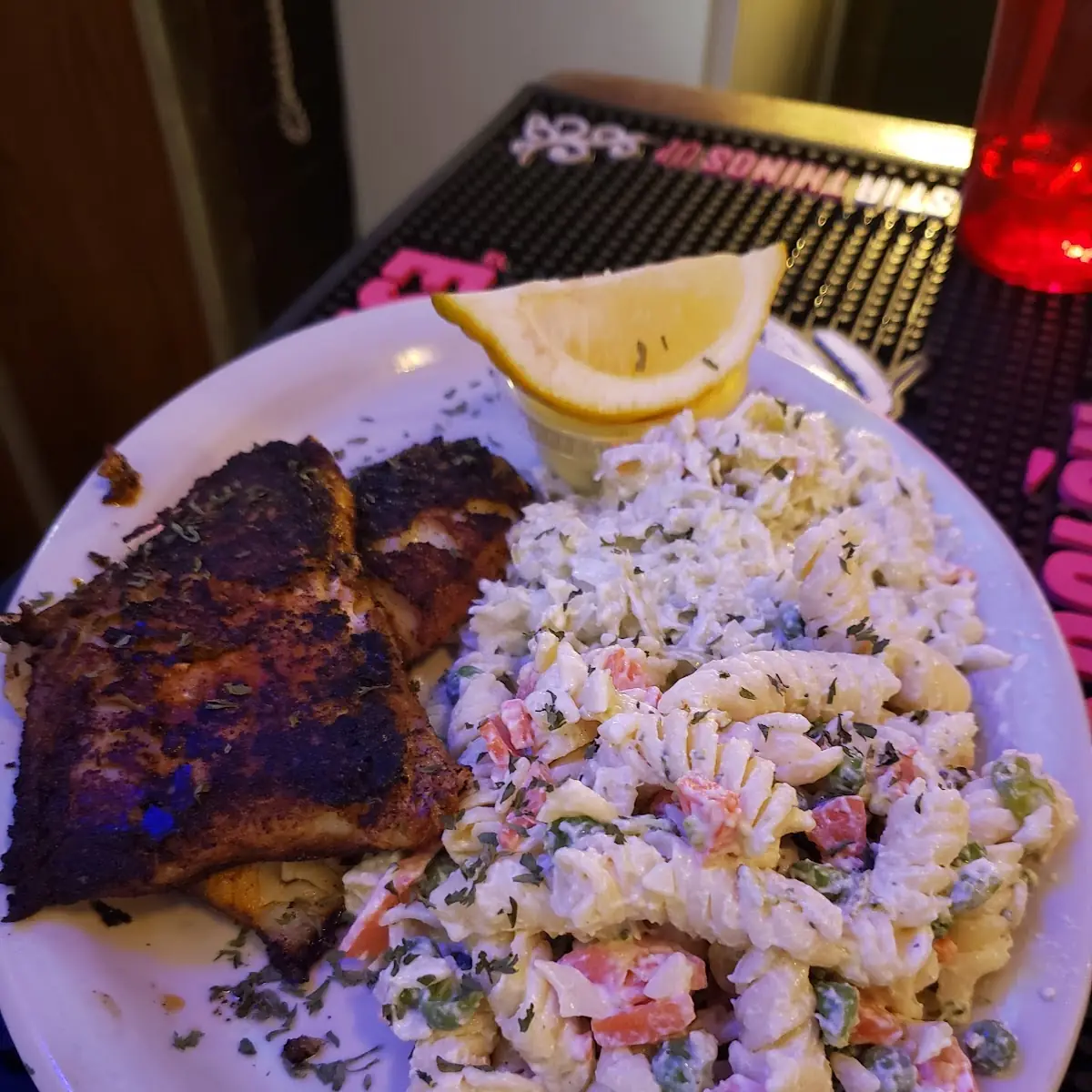 Cajun Fish with Pasta Salad