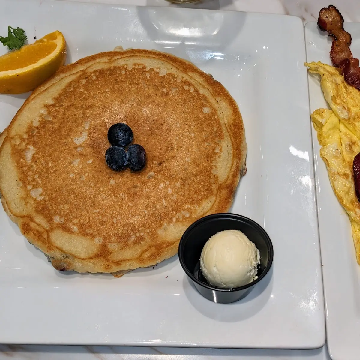 Golden Pancakes and Scrambled Eggs
