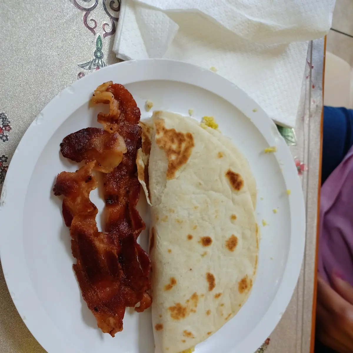 Potato and Egg Taco with Crispy Bacon
