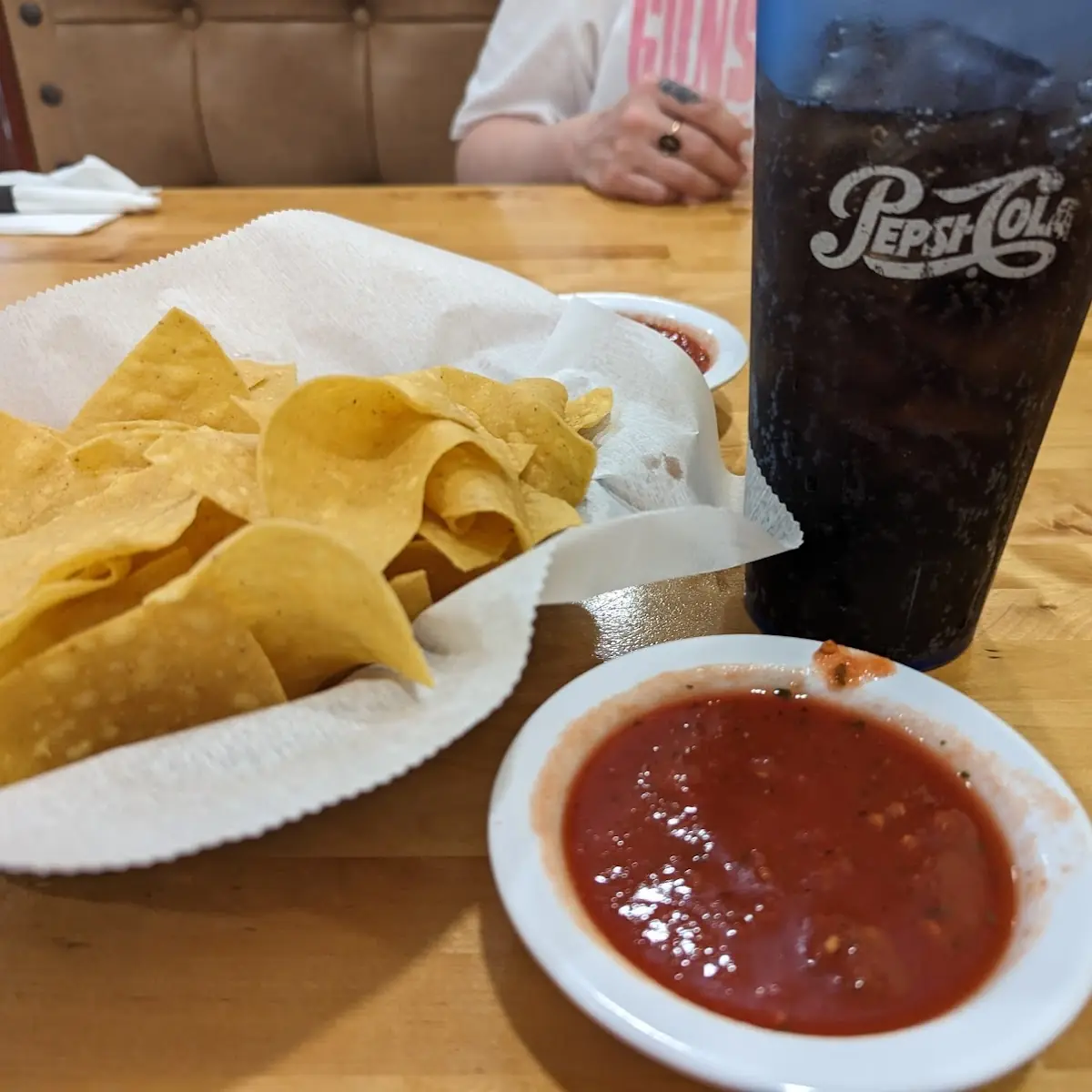 Chips Salsa and Coke Cola