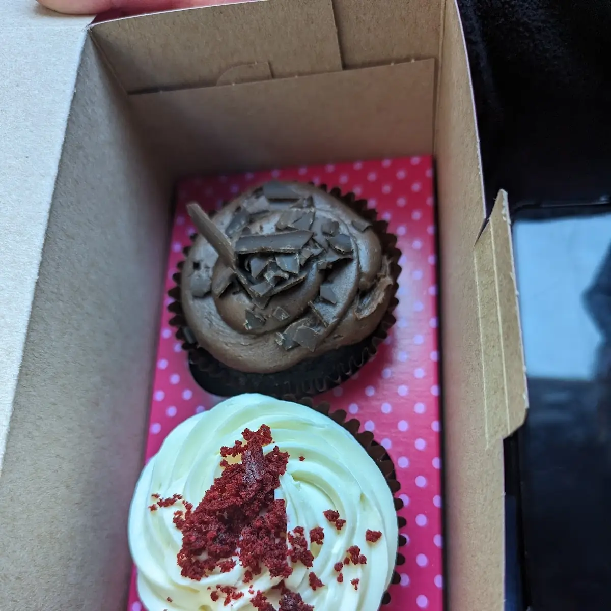 Red Velvet Cupcake and Chocolate Cupcake