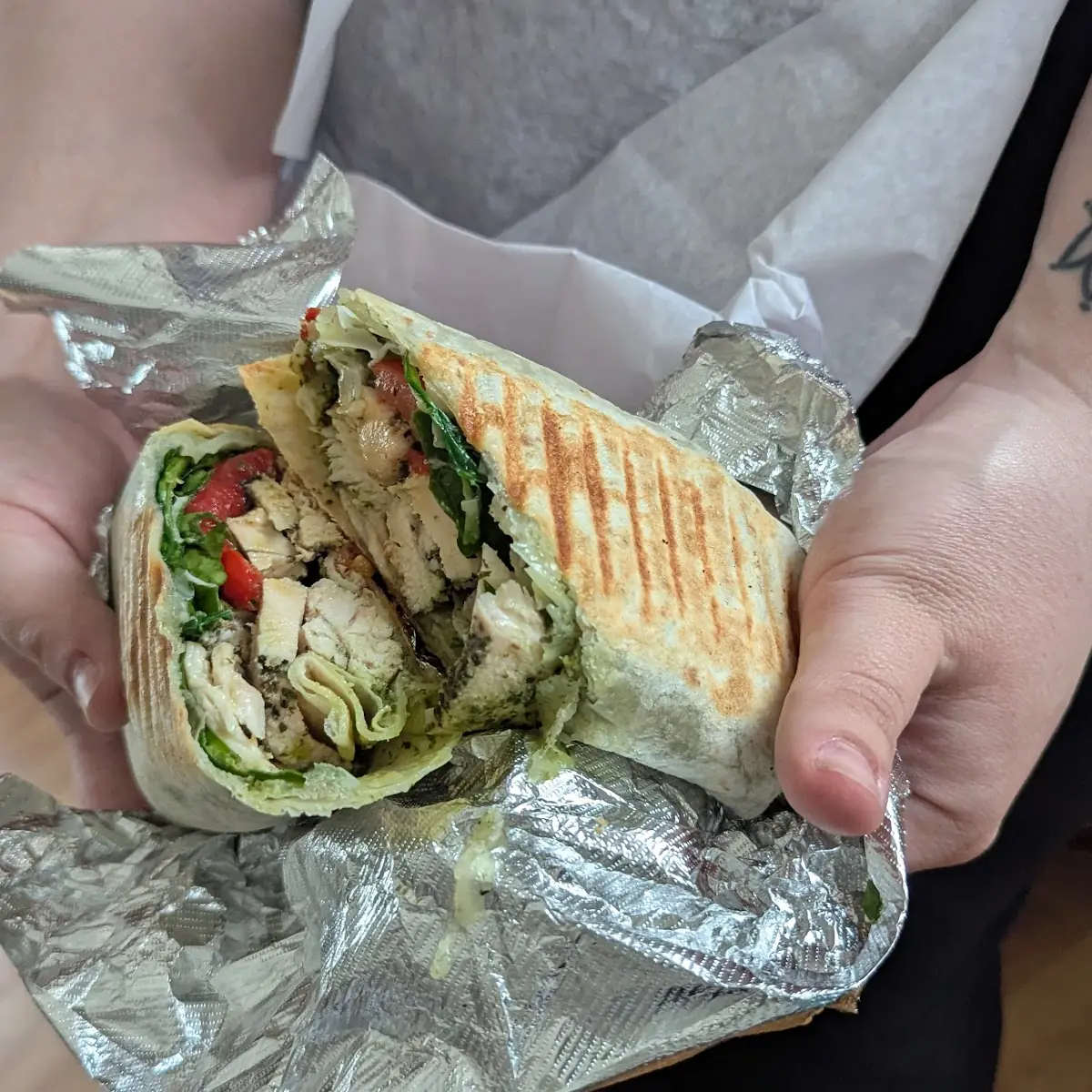 Pesto Chicken Panini Wrap