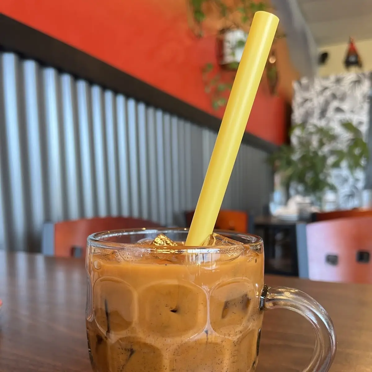 Iced Thai Tea with Straw