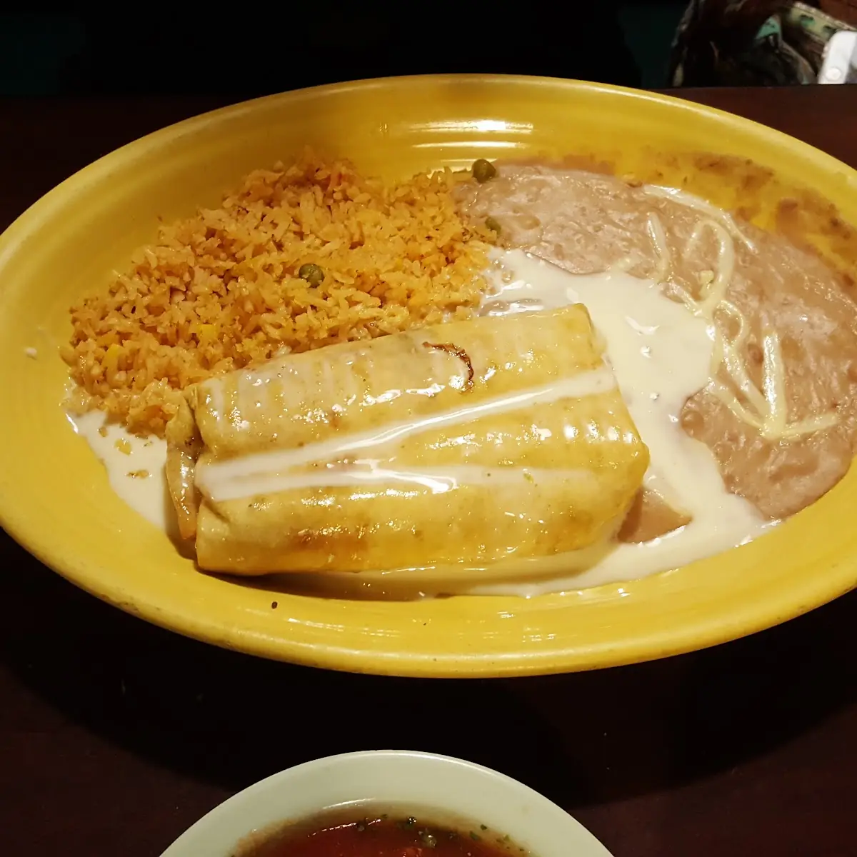 One Bean Burrito One Cheese Enchilada & Rice