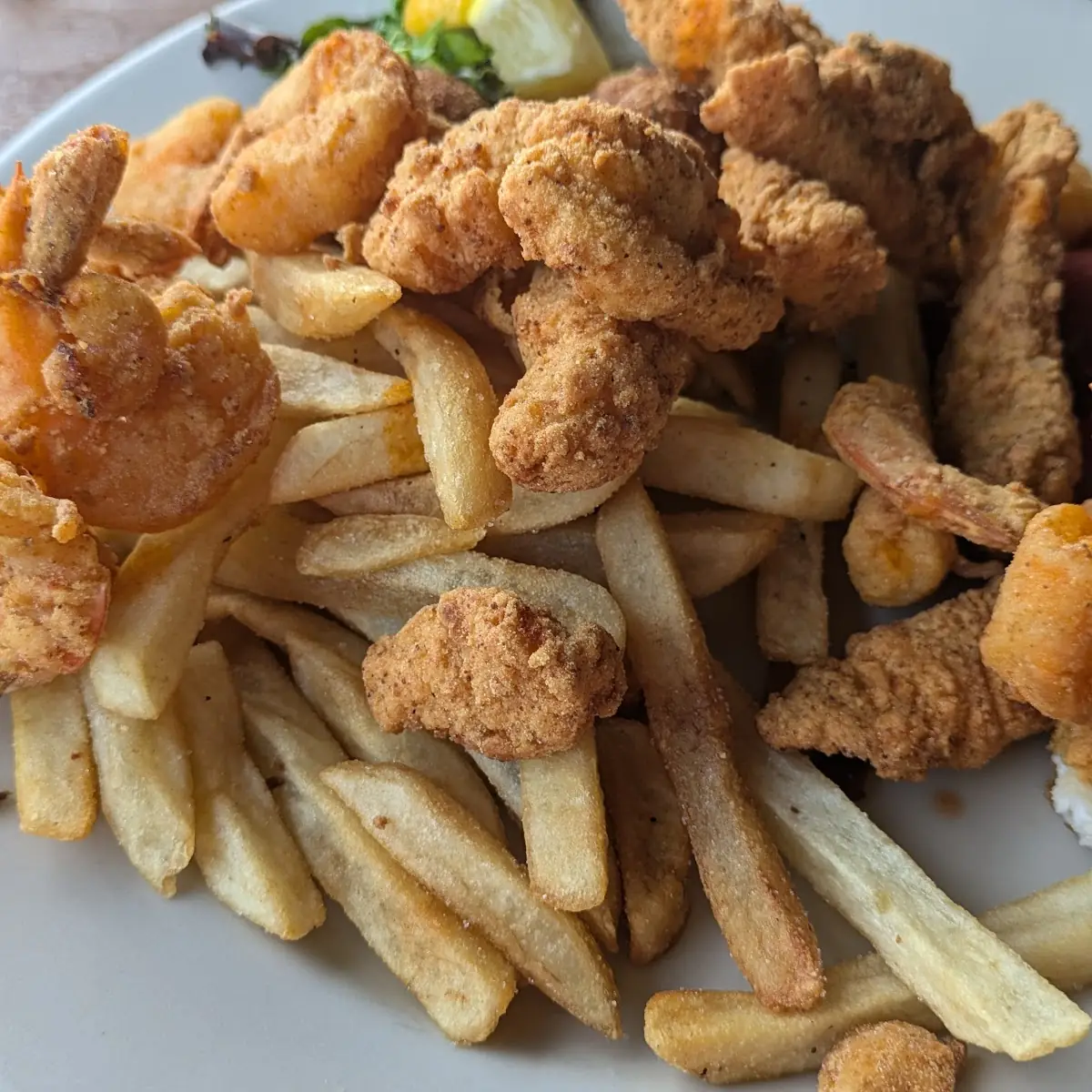 Fried Shrimp Platter and Fried Crawfish Platter
