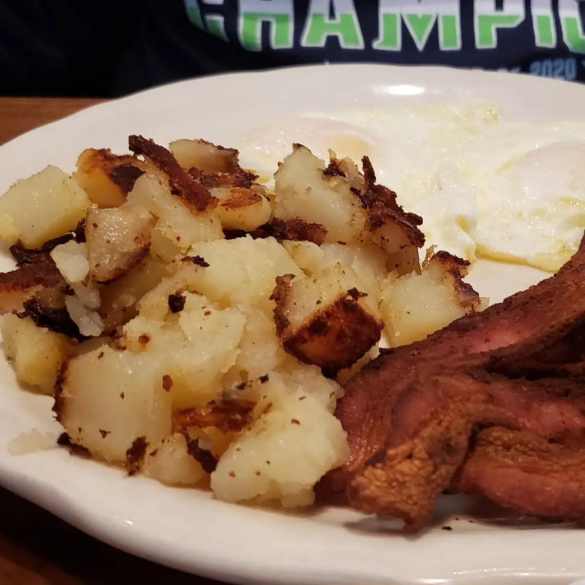 Bacon Hash Browns and over Medium Eggs