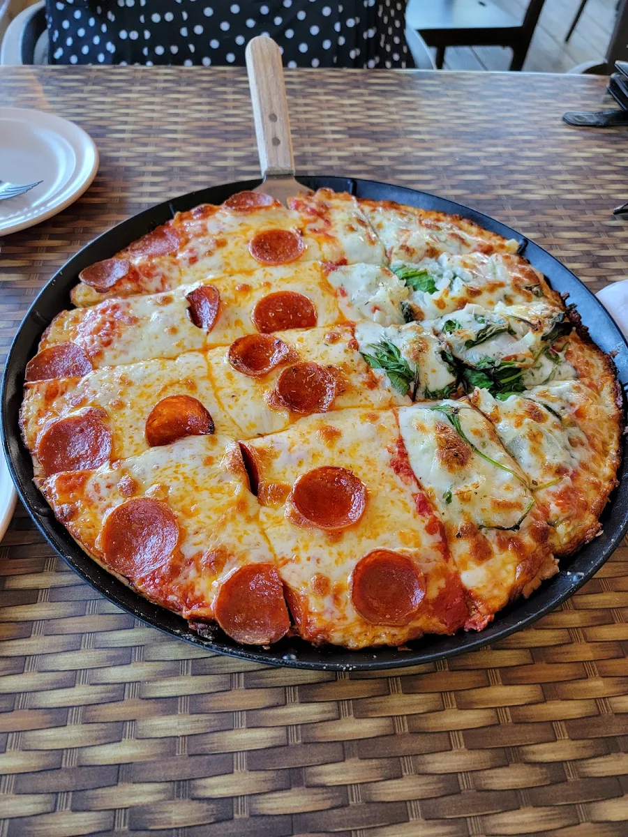 Medium Pizza Half Pepperoni Half Spinach