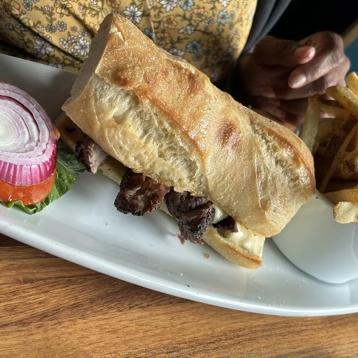 Steak Sandwich and Fries