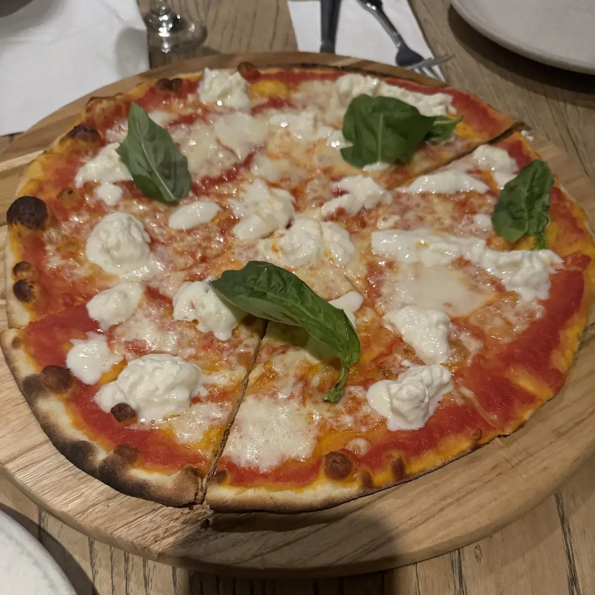 Margherita Pizza with Basil Leaves