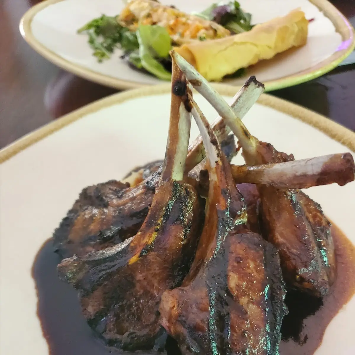 Braised Lamb Shank with Garlic Mashed Potatoes and Roasted Carrots