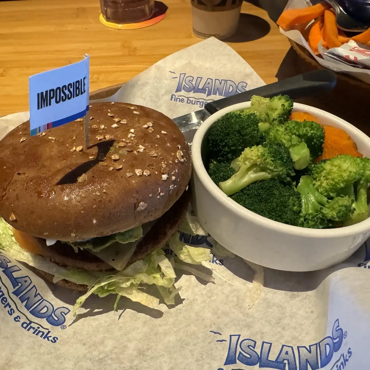 Impossible Burger and Steamed Veggies