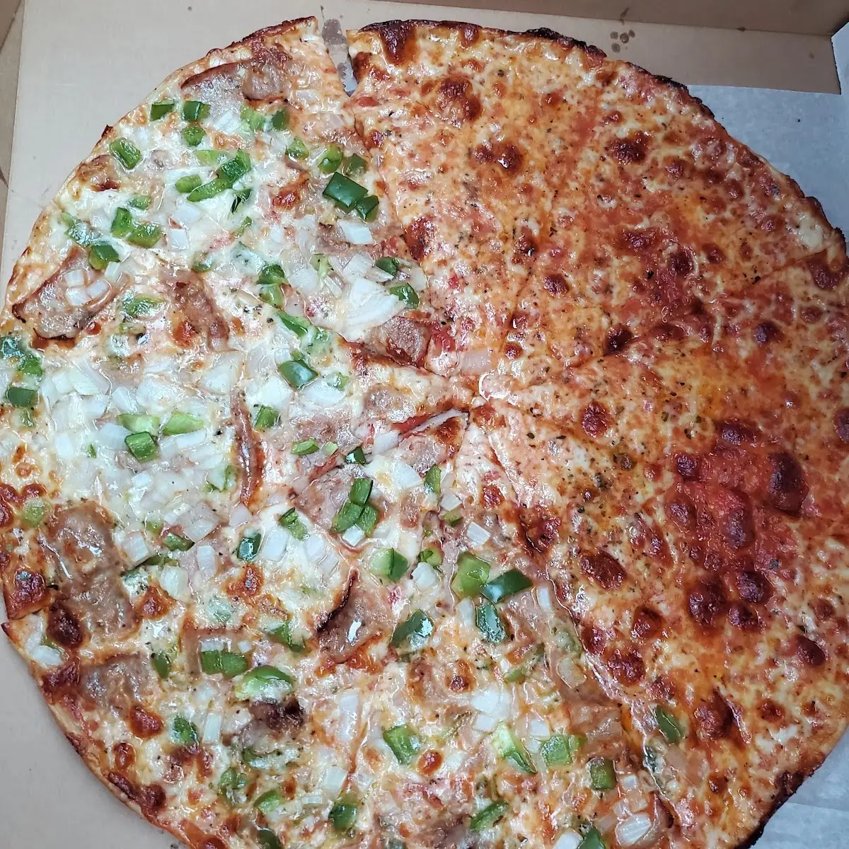 Half Plain Half Sausage Peppers and Onions