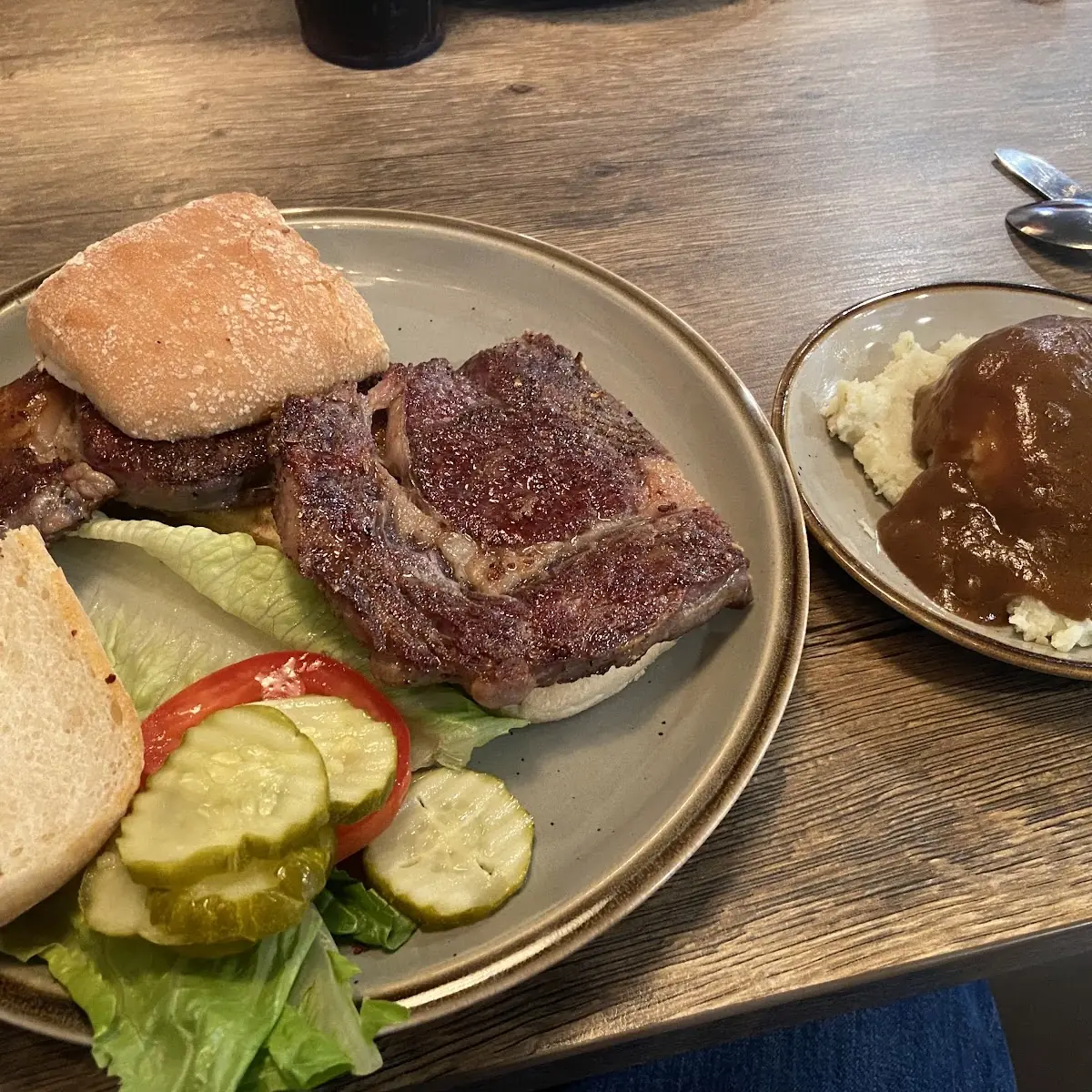 Ribeye Steak Sandwich with Mashed Potatoes