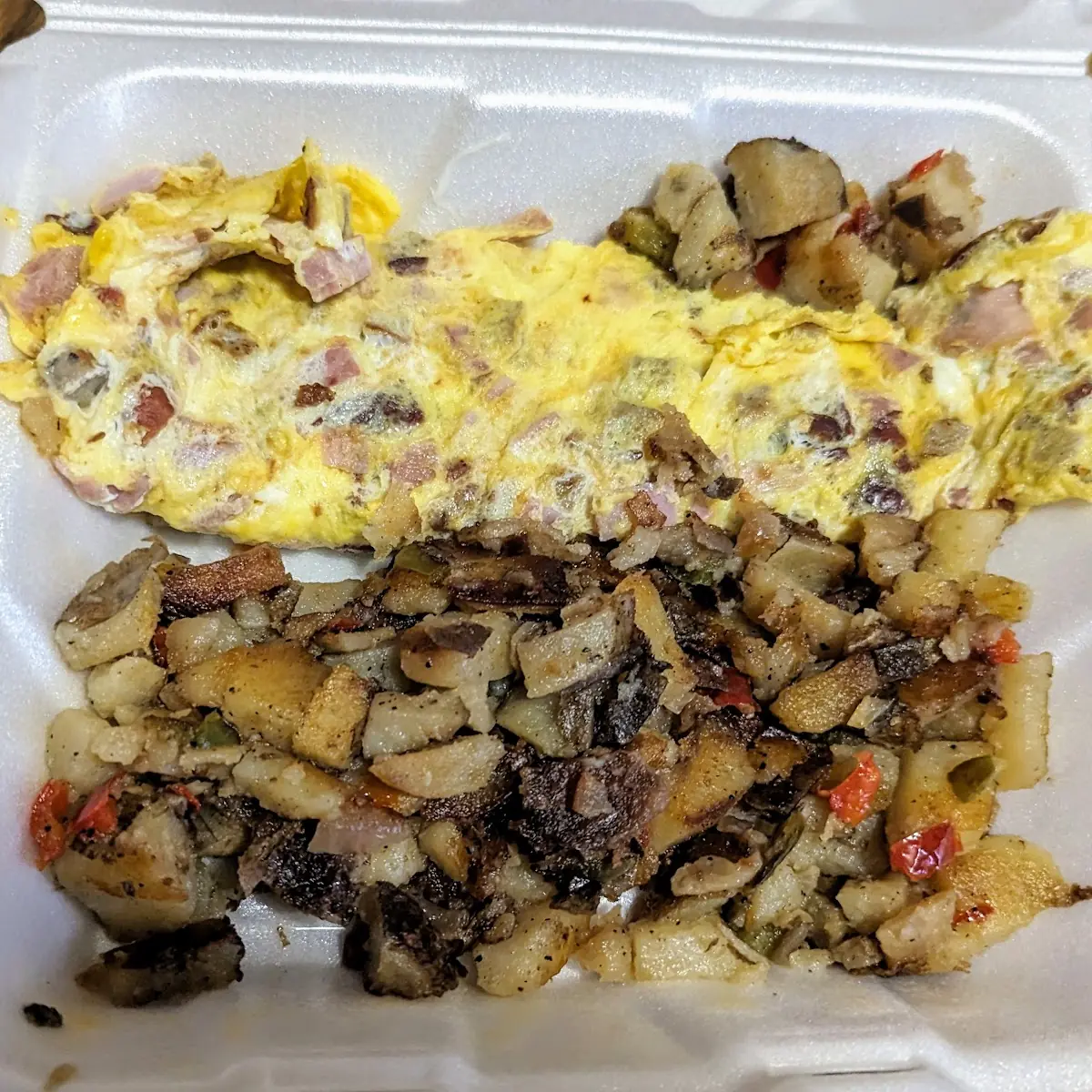 Meat Lovers Omelette and Home Fries