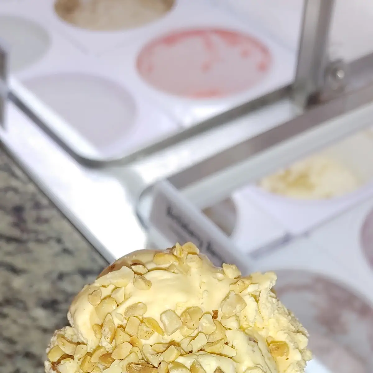 Waffle Cone Strawberry Cheesecak with Nuts