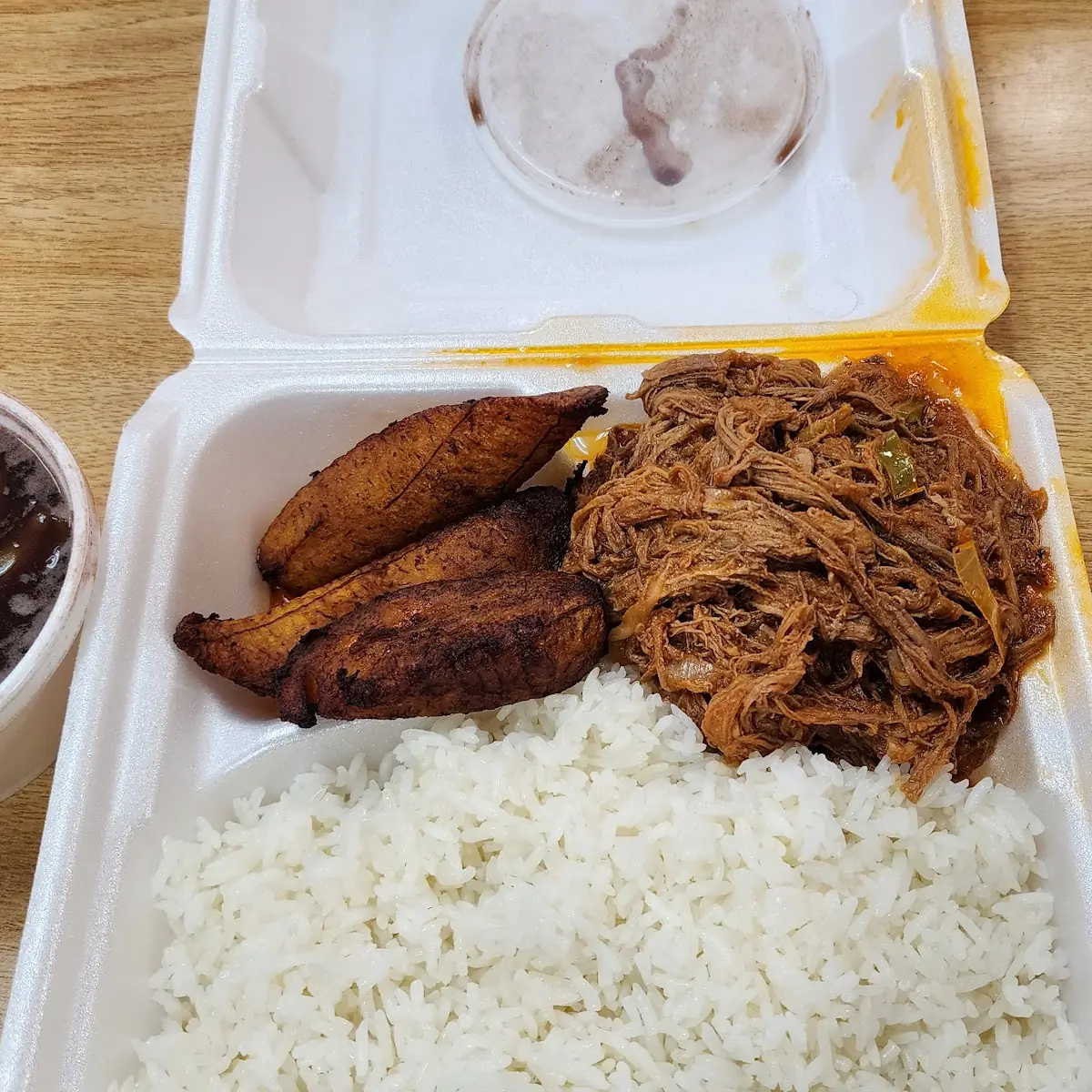 Beef Rice Black Beans and Plantains