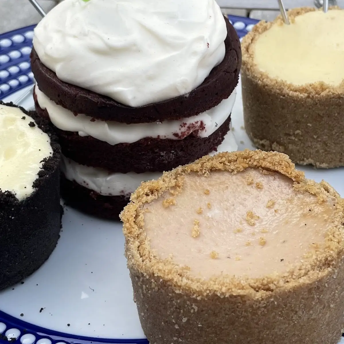 Mini Cheesecakes and Red Velvet Cake
